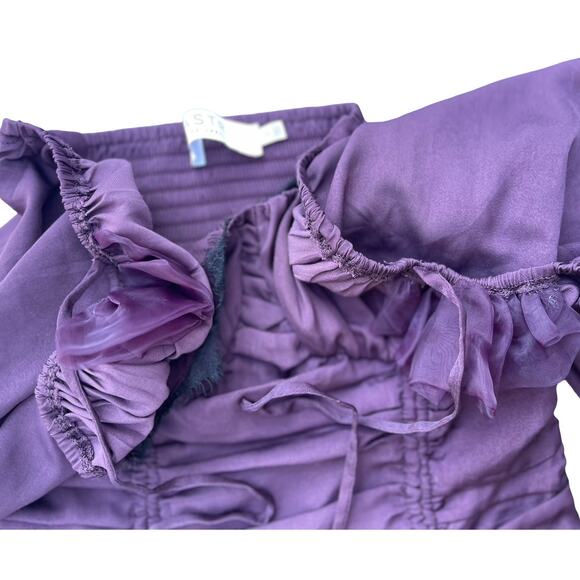 ASTR The Label Mardi Long Sleeve Ruched Mini Dress in Eggplant Purple - Small - Picture 7 of 15